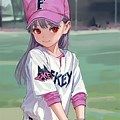 Anime Girl Playing Baseball
