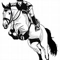 Black and White Outline Horse Jumping