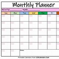 Blank Monthly Planner Calendar Printable
