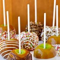 Caramel Apple Slices with Candy On Them