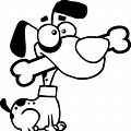 Cartoon Dog with Bone in Mouth to Color