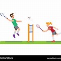 Cartoon Picture of People Playing Badminton
