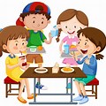 Children Eating Snack Clip Art