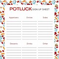 Church Potluck Sign Up Sheet