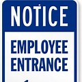 Employee Supplier Entrance Sign with Arrow