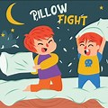 Feather Pillow Fight Cartoon