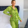 Green Zebra Print Pajamas for Women