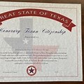 Honorary Texas Certificate