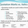 Italics and Quotation Marks