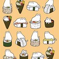 Kawaii Background Sushi Cat