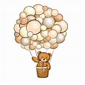 Neutral Teddy Bear with Balloons Clip Art