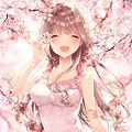 Pink Anime Girl in Cherry Blossoms