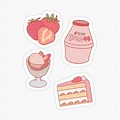 Pink Strawberry Cake Sticker