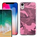 Pink and White Camouflage Clear iPhone XR Case