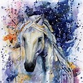 Purple and White Abstract Horse Art