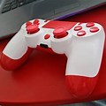 Red and White PS4 Controller