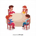 Sit around Tables Cartoon