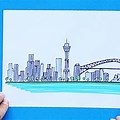 Sydney City Skyline 2D Drawing