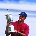 Tiger Woods Holding Trophy
