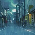 Tokyo Raining Anime Painting