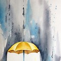 Umbrella Rain Watercolor Painting