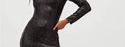 Black Sequin Long Sleeve Maxi Dress