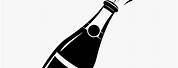 Black and White Champagne Bottle Line Image SVG