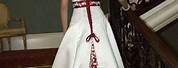 Burgundy White Wedding Dress