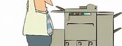 Cartoon Broken Computer Printer