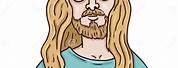 Cartoon Hippie with White Hair