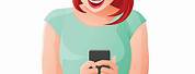 Clip Art of Girl Looking at Cell Phone