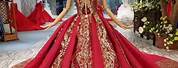Gold and Red Gown for Wedding