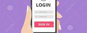 Hand On Cell Phone Login Button Image