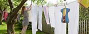 Hanging Laundry On Clothesline