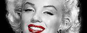 Marilyn Monroe Black and White Picture with Red Lips