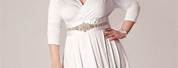 Maxi White Dress with Long Puff Sleeves Plus Size