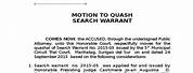 Motion to Quash Search Warrant Template