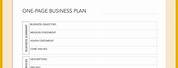 One Page Business Plan Template Free PDF