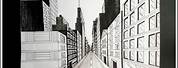 One Point Perspective Drawing City Dystopian