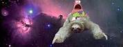 Patrick Star Riding Sloth in Space