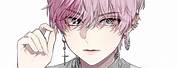 Pink Hair Anime Boy with Blue Eyes