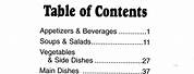 Recipe Book Table of Contents Template