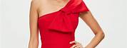 Red Plaid One Shoulder Dress