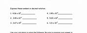 Scientific Notation Worksheet for Chemistry