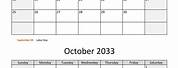 September and October Calendar 2033