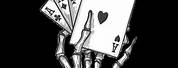 Skeleton Hand Holding Playing Cards Drawing