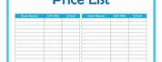 Small Business Price List Template