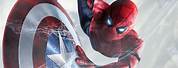 Spider-Man Holding Captain America Shield