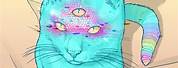 Third Eye Psychedelic Trippy Art Cat