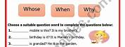 Thomas the Train Wh-Questions Worksheet
